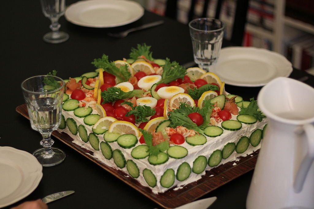 Photo of a Swedish Sandwich Cake or Smörgåstårta