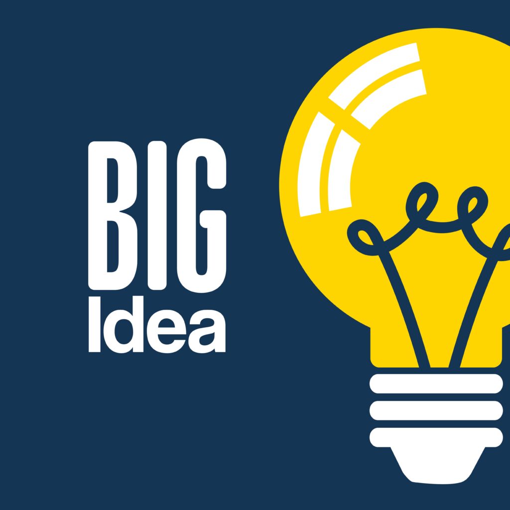 Design of lightbulb with words Big Idea