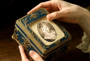 Image of a small engraved box with a miniature of exiled Crown Prince Gustav of Sweden