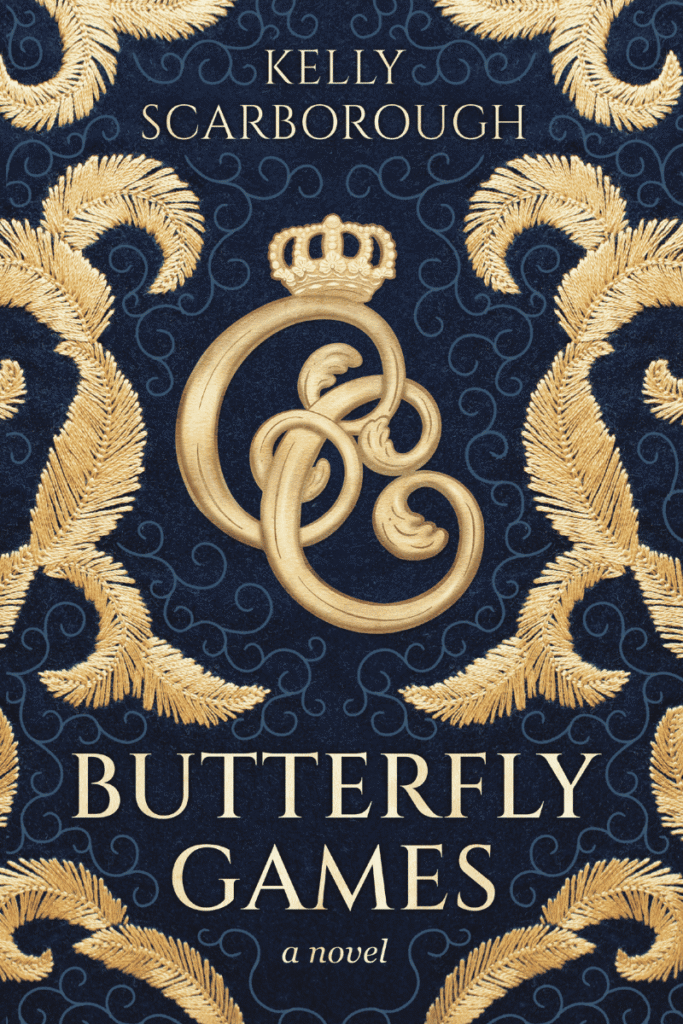 UK Book cover of Butterfly Games by Kelly Scarborough, a historical fiction novel set in late-Napoleonic Sweden